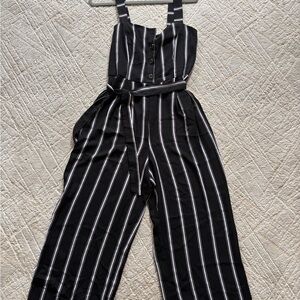 Candie's Black and White Striped Jumpsuit
